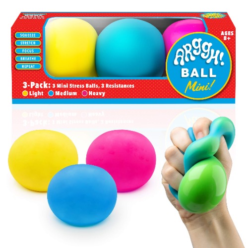 Power Your Fun Arggh Mini Stress Balls - 3pk Squishy Stress Balls with Light, Medium, Heavy Resistances