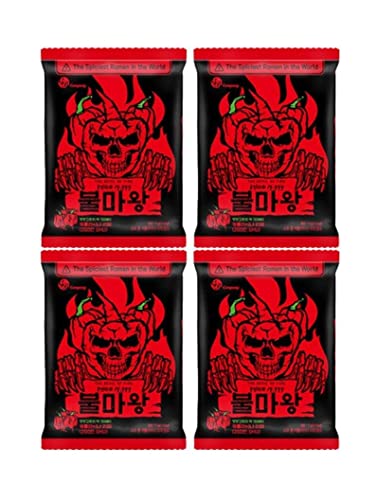the spiciest instant noodles, mukbang, bullmawang, the devil of fire (117g x 4pack) - 4.12 Ounce (Pack of 4)