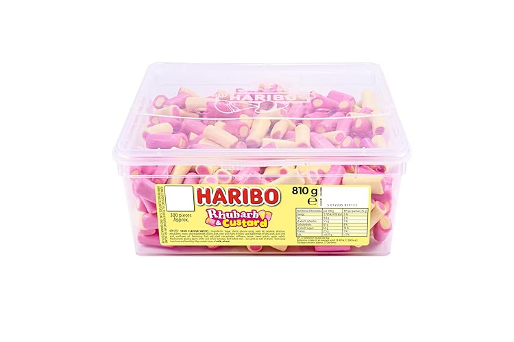 HARIBO sweets 810g tub, RHUBARB AND CUSTARD - 810 g (Pack of 1) - Single