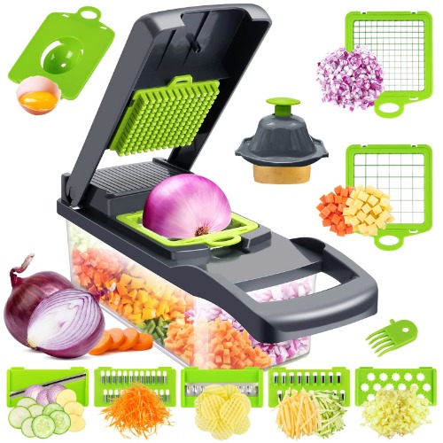 WQU Vegetable Chopper and Slicer Cutter-Veggie Slicer Onion Dicer for Kitchen Cutting Machine Food Dicers Multipurpose(Black)