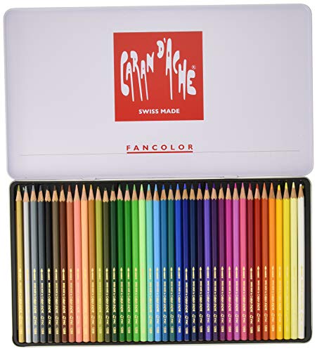 Caran d'Ache FanColor 40 Pastelli Matite Colorate con Scatola in Metallo - Single