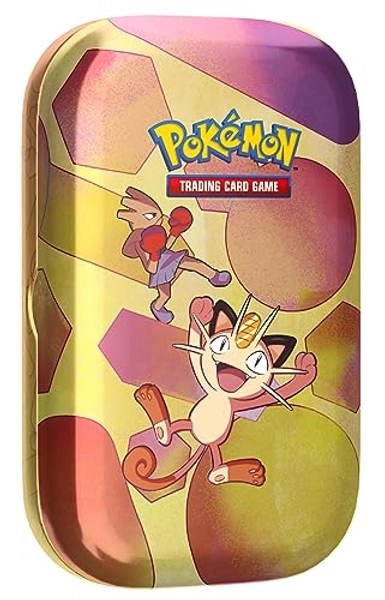 Pokémon-Sammelkartenspiel: Mini-Tin-Box Karmesin & Purpur – 151: Mauzi (2 Boosterpacks, 1 Münze & 1 Bildkarte)