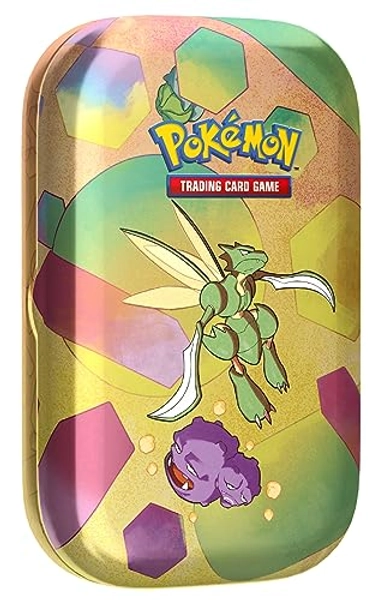 Pokémon-Sammelkartenspiel: Mini-Tin-Box Karmesin & Purpur – 151: Sichlor (2 Boosterpacks, 1 Münze & 1 Bildkarte)