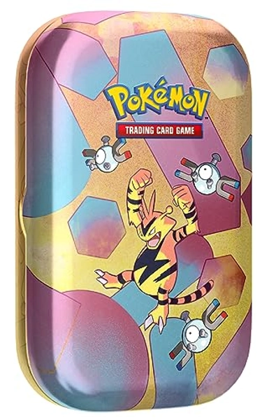 Pokémon-Sammelkartenspiel: Mini-Tin-Box Karmesin & Purpur – 151: Elektek (2 Boosterpacks, 1 Münze & 1 Bildkarte)
