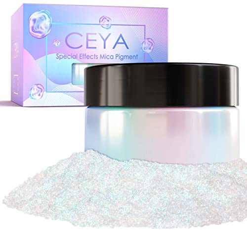 Ceya Chameleon Mica Powder, 1.8oz/ 50g Mermaid Chrome Nail Powder, Cosmetic Grade Pearlescent Effect Color Shift Pigment for Epoxy Resin, Makeup, Nail Polish, Soap Dye, Candle Making,Craft,Slime,Paint - W-Mermaid