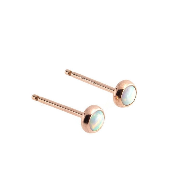 14K Rose Gold and Opal Stud Earrings
