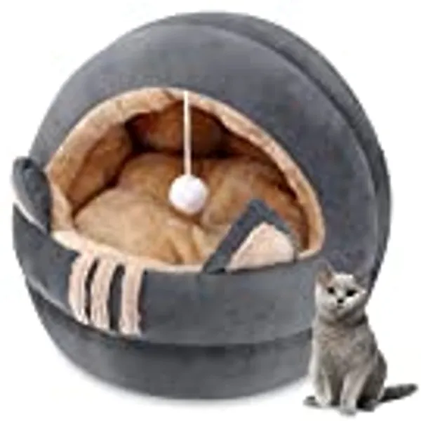 Haustierbett Katzenbett Weiches und Komfortables Katzennest,Nest Schlafsack Kuschelhöhle Für Komfortabel,50cm,Grey