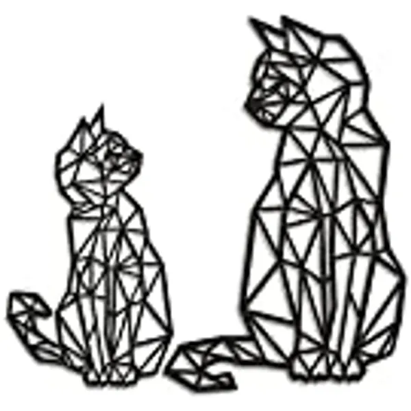 MMshop Panel: KATZEN 40x26cm und 30x18cm in Schwarz | Wanddeko Holz Katze Wanddekoration Deko Wall Art Ausschnitt Wandschmuck Geometrische Ornamente Wandkunst Hängende Dekoration Made Europe