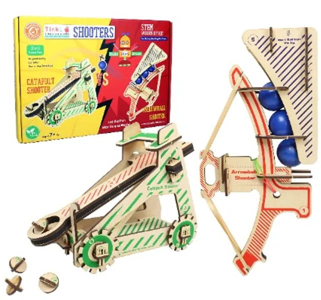 ButterflyEdufields DIY Wooden Catapult Kit STEM Toys for Kids - Build Your own Weapon Catapult Slingshot vs Arrowball Shooter- War Battle Games da Vinci kit for 5+ Years Boys Girls