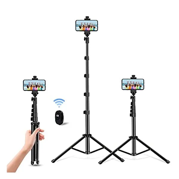 
                            Selfie Stick Tripod, 60 inch Extendable Tripod Stand Phone Tripod Camera Tripod Wireless Remote Shutter Compatible with iPhone 13 12 11 pro Xs Max Xr,Android/Cameras
                        