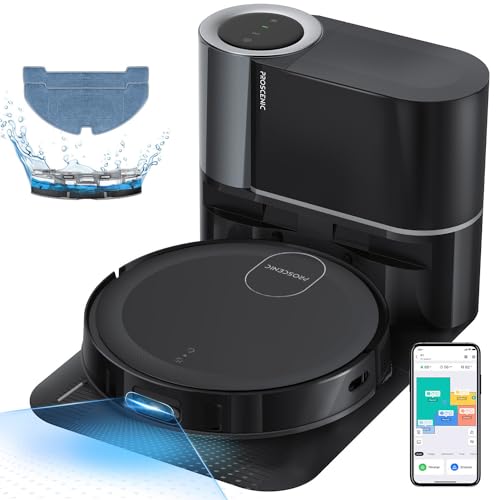 Proscenic Floobot X1 Saugroboter mit Absaugstation,Ultraschall-Wischsystem,3000Pa Saugkraft,PathPro™ Laser-gestützte Navigation,Staubsauger Roboter mit Siri,Google Assistant, Alexa& App-Steuerung - Schwarz