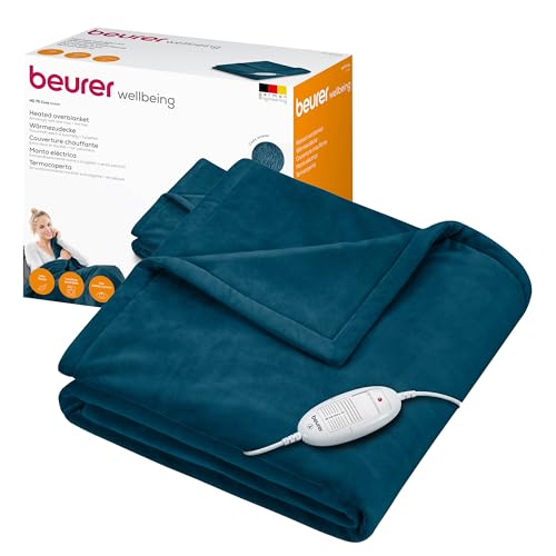 Beurer HD 75 Ocean Heizdecke, kuschelig weiche Wärmezudecke, 6 Temperaturstufen, maschinenwaschbar, mit Abschaltautomatik und besonders sicher, petrol, 180 x 130 cm - Ocean - 180 x 130 cm