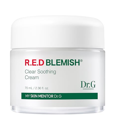 Dr.G RED Blemish Clear Soothing Cream (70ml) Gowoonsesang Cosmetic, Moisturizing Recovery Cream for Sensitive Acne-Prone Skin; Cica Soothing Moisturizer, Korean Beauty, K Beauty, Korean Skincare - RED Blemish