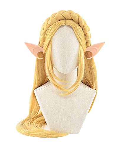 miccostumes Women's Princess Gold Long Braided Cosplay Wig With Elf Ear(One Size, Gold) - One Size - Gold