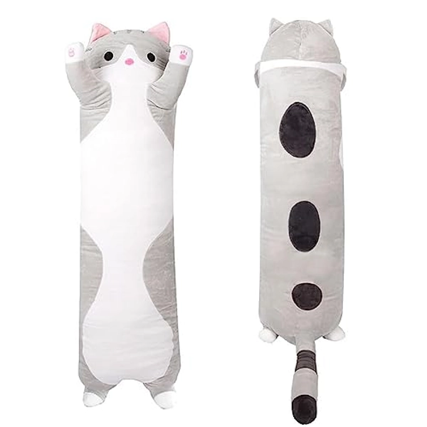 COGINQUS Cat Plush Hugging Pillow,Large Long Cat Stuffed Animal Toy,Kitten Stuffed Animal Plush Cat Pillow Hug Pillow Body Pillow,43.5 in - Gray - 43.5 in