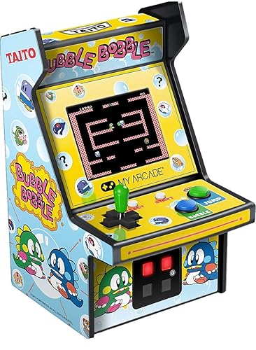 My Arcade Micro Player Mini Arcade Machine: Bubble Bobble Video Game, Fully Playable, 6.75 Inch Collectible, Color Display, Speaker, Volume Buttons, Headphone Jack, Battery or Micro USB Powered - Bubble Bobble