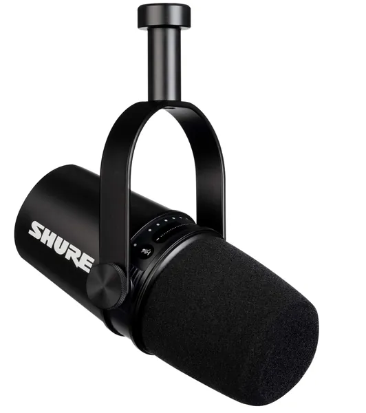 Shure MV7 USB Podcast Microphone for Podcasting, Recording, Live Streaming & Gaming, Built-in Headphone Output, All Metal USB/XLR Dynamic Mic, Voice-Isolating Technology, TeamSpeak Certified - Black - MV7 Black