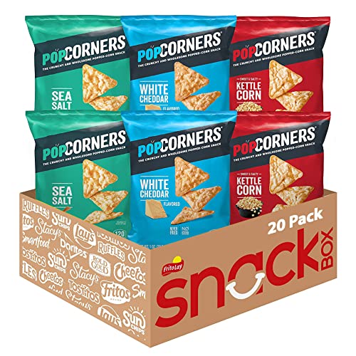 PopCorners Popped Corn Snacks, 3 Flavor Variety Pack, 1oz Bags (20 Pack) - 3 Flavor Variety Pack - 1 Ounce (Pack of 20)