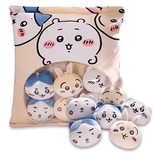 Roffatide Anime Chiikawa Hachiware Usagi Cute Snack Pillow Full of Plushies Pudding Stuffed Animal Stuffed Pillow Soft Throw Pillow Creative Gifts Room Decor (6pcs Plush Snack) - Chiikawa a
