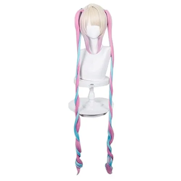 osseoca KAngel Candy Long Double Ponytail Wig Lifelike Daily Green Silver Synthetic Hair Full Head Cover Daily Cute Anime Halloween Carnival Comic Exhibition Cosplay Wigs with Bangs (KAngel)