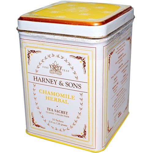 Harney & Sons Chamomile Herbal Tea, Classic Tin, 20 Sachets, white - 20 Count (Pack of 1)