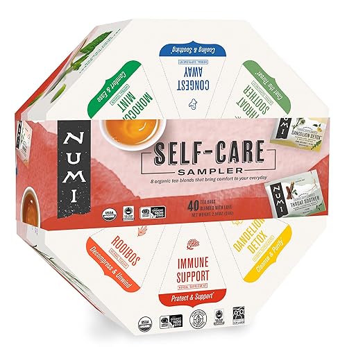 Numi Organic Tea Self-Care Sampler, Herbal Tea Gift Set, 40 Tea Bags Assortment - Self-Care Sampler - 40 Count (Pack of 1)