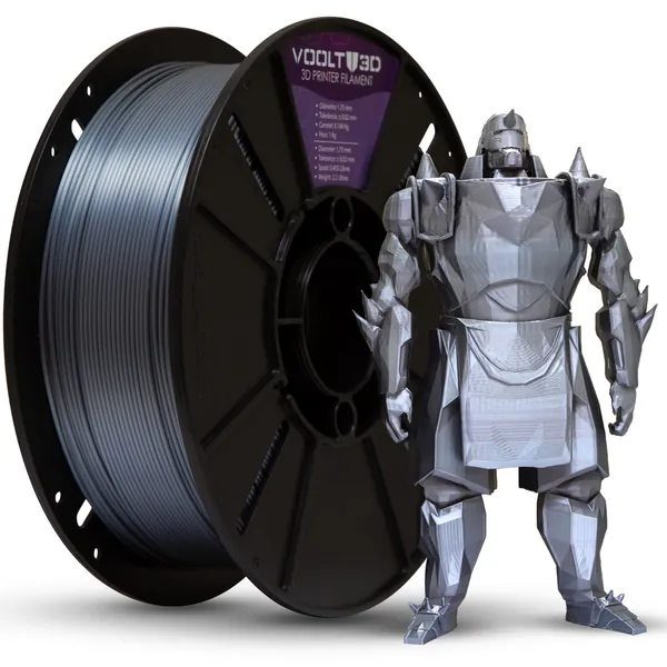 Filamento PLA V-Silk High Speed 1Kg 1,75mm Efeito Seda Impressora 3D FDM Voolt3D (Inox V-Silk) - Inox V-Silk