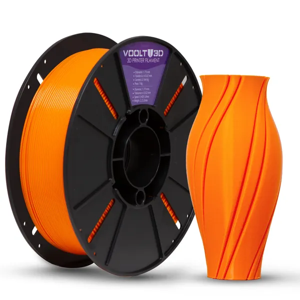 Filamento PLA Laranja Premium 1kg, 1.75Mm, Para Impressoras 3D - Voolt3D