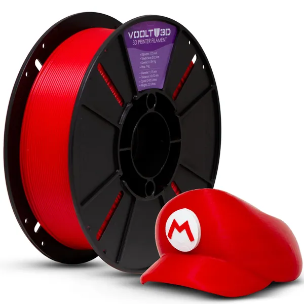 Filamento PLA Vermelho Premium 1kg, 1.75Mm, Para Impressoras 3D - Voolt3D
