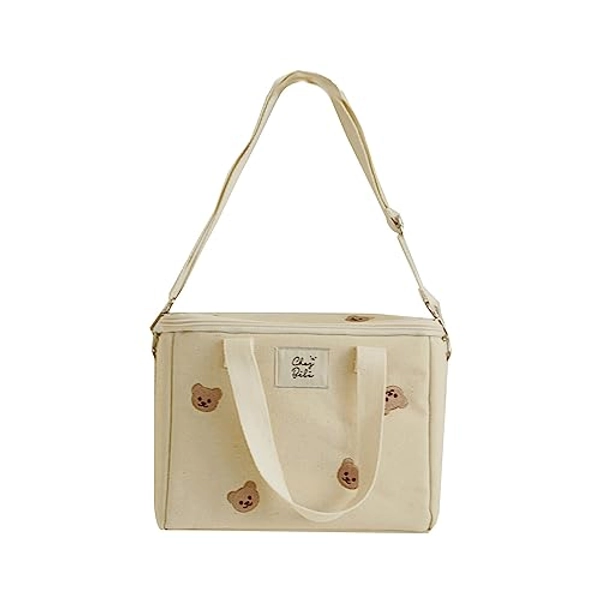 RICHTRUE Kawaii Lunch Bag for Girls Lunch Box Insulated Cute Lunch Bags for Women Insulated Lunch Box for Kids (Beige 2)