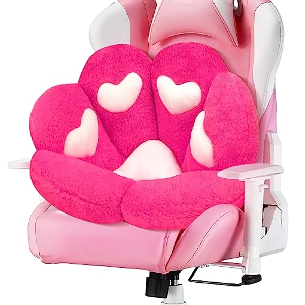 MOONBEEKI Cat Paw Cushion Chair Comfy Kawaii Chair Plush Seat Cushions Shape Lazy Pillow for Gamer Chair 28"x 24" Cozy Floor Cute Seat Kawaii for Girl Gift, Dining Room Bedroom Decorate (Red)