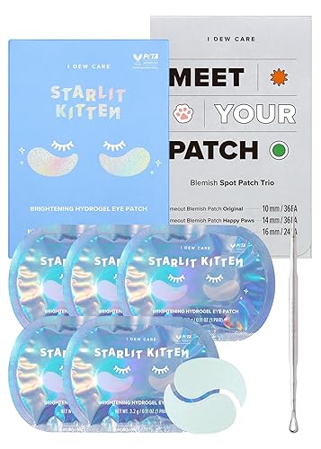 I DEW CARE Skin Care Set - Starlit Kitten & Meet Your Patch & Proper Popper | Eye Patches, Variety Pimple, Glass Skin, Hydrating, Facial Treatment, Blackhead Remover, Blemish Exfoliating