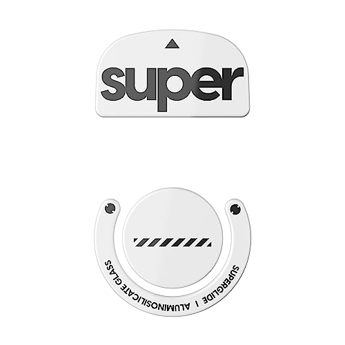Superglide2 - New Controllable Speed Textured Surface Smoothest Mouse Feet/Skates Made with Ultra Strong Glass Smooth and Durable Sole for Logitech G Pro X Superlight1 [White] - White
