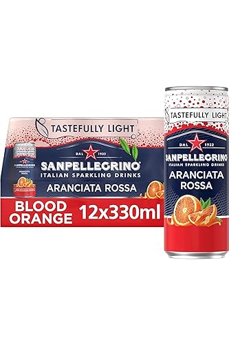 San Pellegrino Italian Sparkling Drinks Tastefully Light Sparkling Blood Orange Canned Soft Drink 12 x 330ml | 69 kCals per Can - TL Blood Orange - 12 Pack