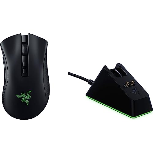 Razer DeathAdder V2 - Kabelgebundene USB-Gaming-Maus mit Optischen Mausschaltern (Focus+ 20K optischer Sensor, 8 Programmierbare Tasten, 5 On-Board-Speicherprofile) Schwarz - Weiss - DeathAdder V3 Pro - Bundle mit Mauspad 450mm x 400mm x 6mm