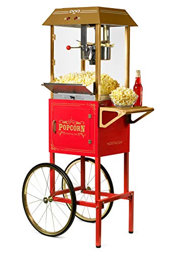 Nostalgia Popcorn Maker Machine - Professional Cart With 10 Oz Kettle Makes Up to 40 Cups - Vintage Popcorn Machine Movie Theater Style - Red - 10 Oz - Red