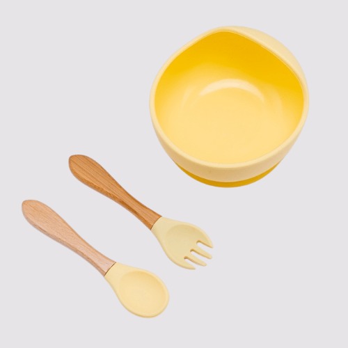 Children's Bowl and Cutlery Set - Yellow