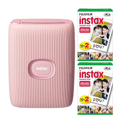 Fujifilm Instax Mini Link2 Smartphone Printer (Soft Pink) Bundle with Fuji Instax Mini Film Pack (40 Sheets) - Pink