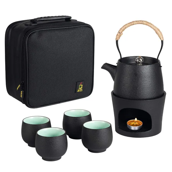 Travel Ceramic Teapot with Tea Stovetop Warmer