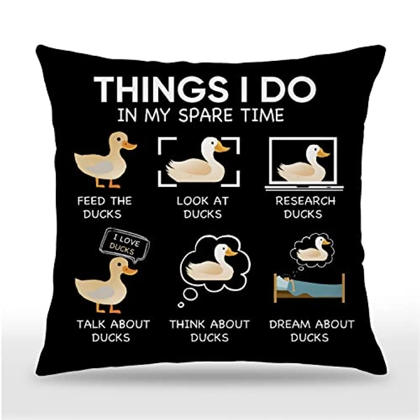Things I Do in My Spare Time Funny Duck 18 x 18 Inches Throw Pillow Covers,Bedroom Living Room Girl Room Home Decor,Duck Lovers Mom Farm Girls Women Gifts