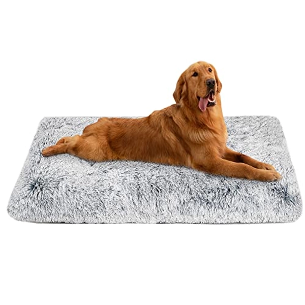 Washable Dog beds for Large Dogs, Anti-Slip Dog Crate Bed for Medium Small Dogs, Dog beds & Furniture - 36.0"L x 23.5"W x 5.0"Th - Dark Grey