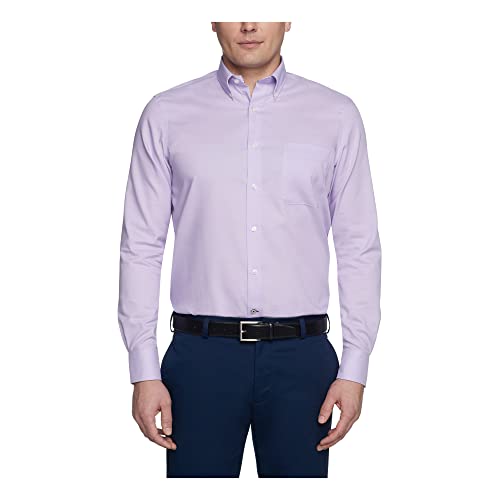 Tommy Hilfiger Men's Regular Fit Non Iron Solid Button Down Collar - 18" Neck 36"-37" Sleeve - Frosted Lilac
