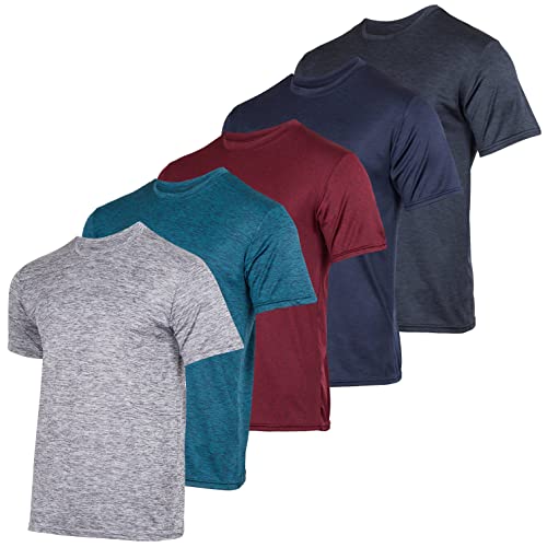 Real Essentials 5 Pack: Men’s Dry-Fit Moisture Wicking Active Athletic Performance Crew T-Shirt - XX-Large - Set 1