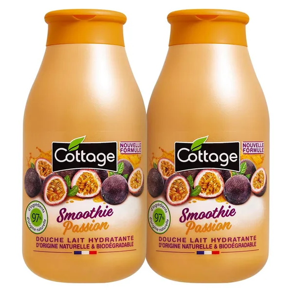 Cottage Douche Lait Hydratante Smoothie Passion 97% d'Ingrédients d'Origine Naturelle 2 Pièces 500 ml