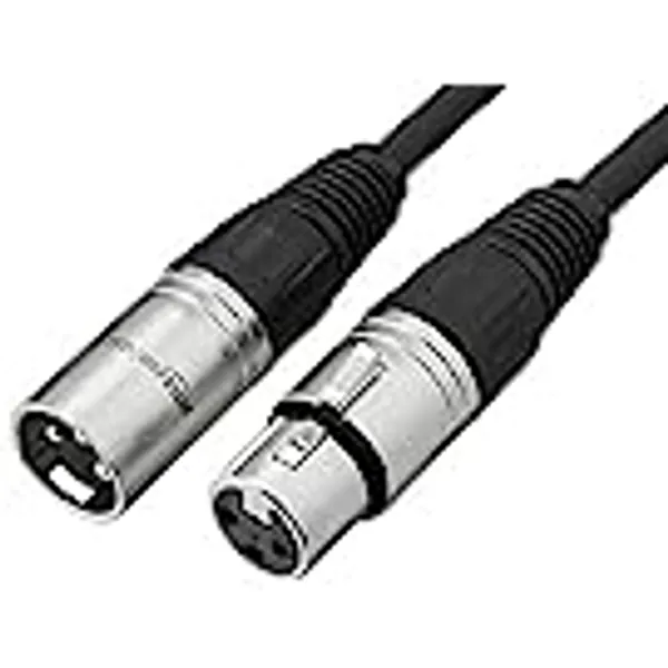Amazon Basics Standard XLR Male to Female Balanced Microphone Cable, Durable & Flexible, Noise-Cancelling - 6 Feet, Black