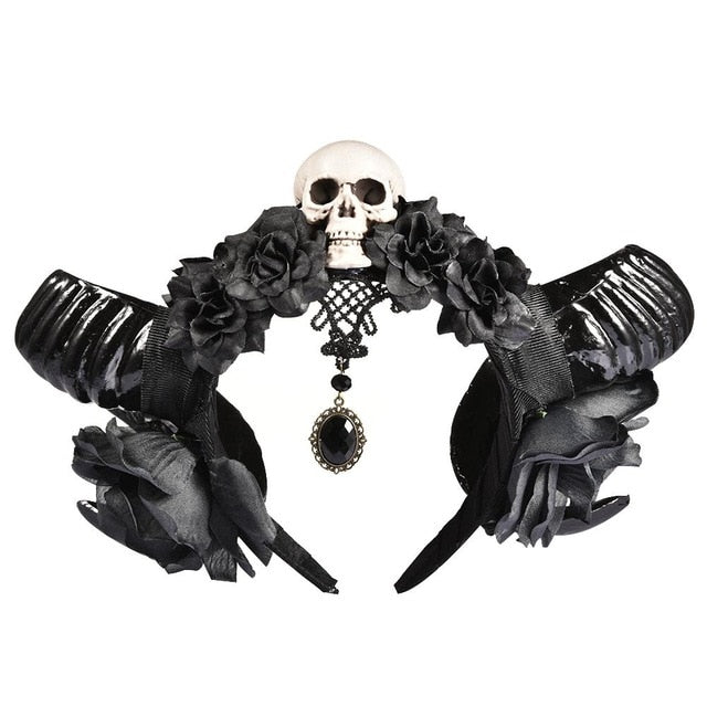 Devil Horns Skull Headband