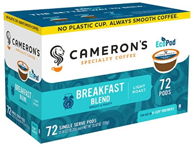 Cameron's Coffee Single Serve Pods, Breakfast Blend, 72 Count (Pack of 1) - Breakfast Blend - 72 Count (Pack of 1)