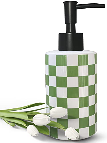 Ceramic Checkered Soap Dispenser - Green