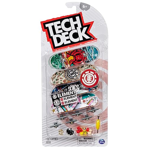 Tech Deck, Ultra DLX Fingerboard 4-Pack, Element Skateboards, Collectible and Customizable Mini Skateboards, Kids Toy for Ages 6 and up - 4-pack Boards