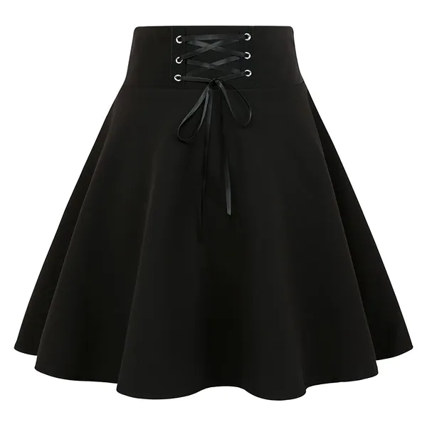 IDEALSANXUN Gothic Plaid Mini Skirts for Womens Short High Waist Plaid Skirts - A Pure Black 4X